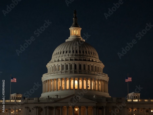 U.S. Capitol Dome at night, Washington D.C.