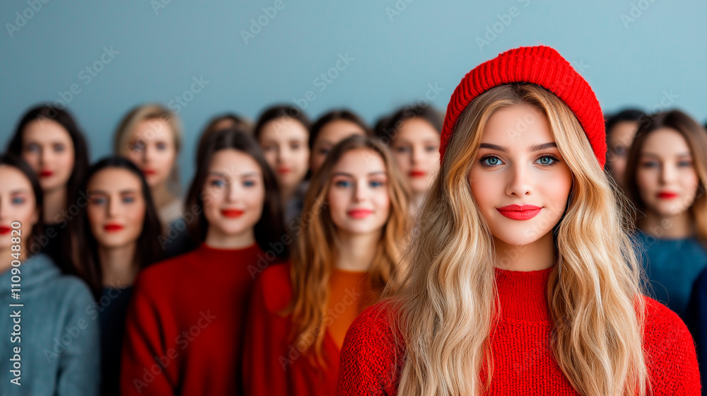 Obraz premium Stand out from the crowd concept with human standing out from large crowd of people