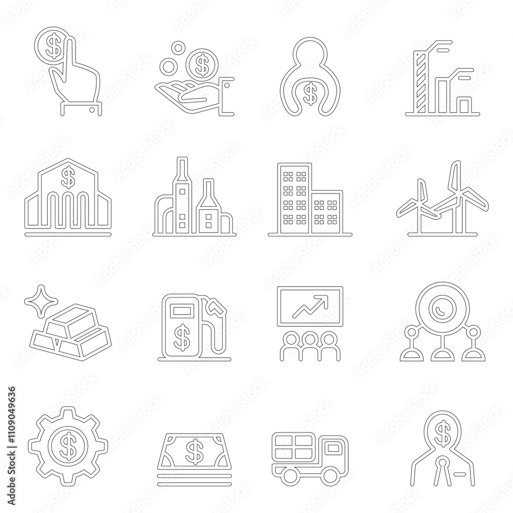 Fototapeta premium Stock market & Stock Exchange icon in thin line style