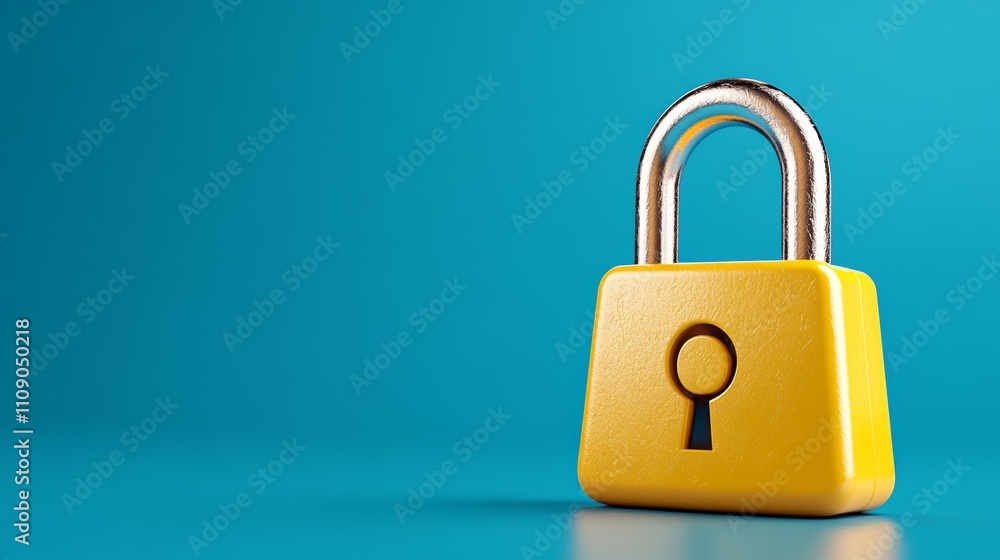 Simple Yellow Padlock with Alert Triangle Icon Simple Yellow Padlock with Alert Triangle Icon