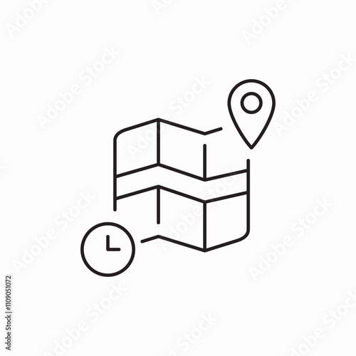 map pin clock icon sign vector
