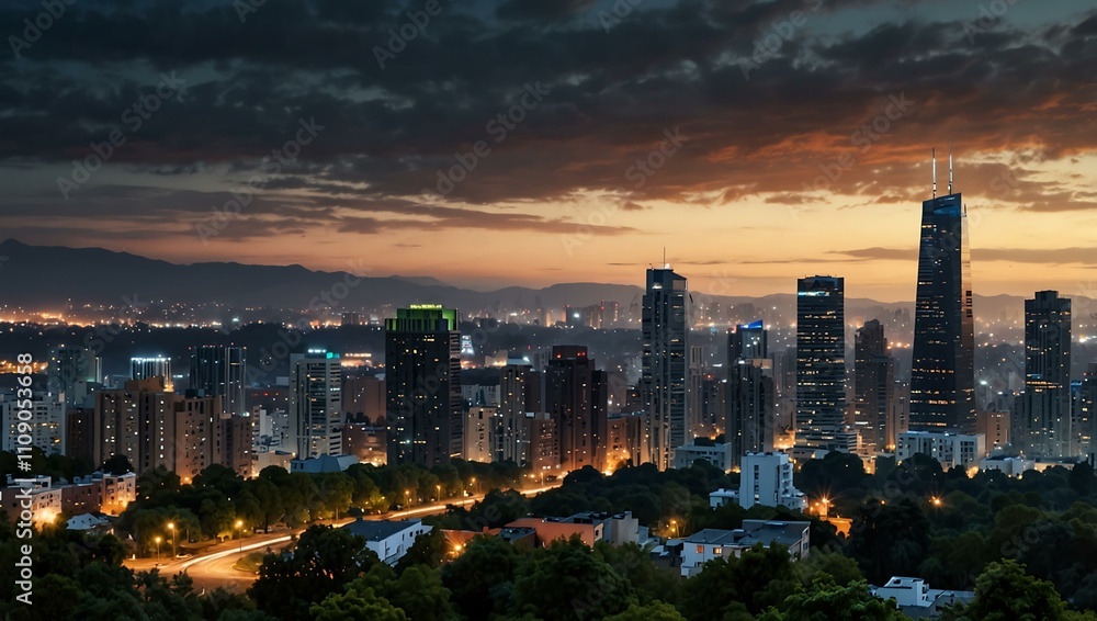 Obraz premium Urban city view with scenic landscapes.