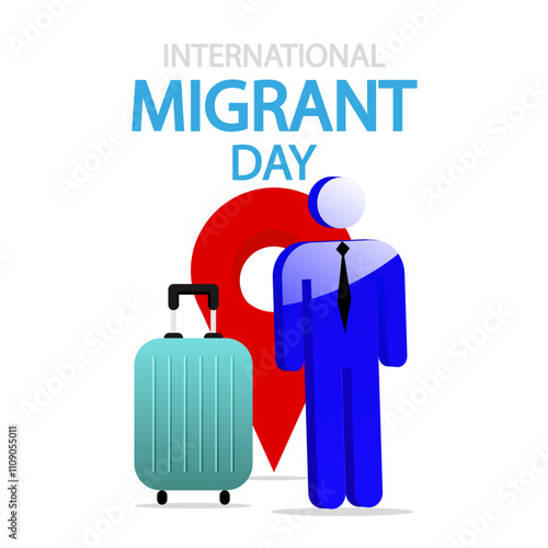 Migrant international day suitcase, vector art illustration.