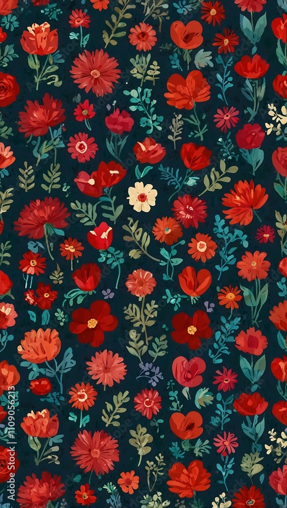 Valentine's Day floral icon pattern on a seamless background. Valentine's Day floral icon pattern on a seamless background.