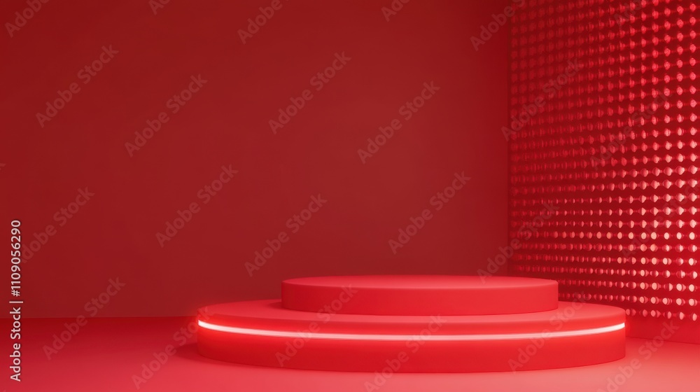 Fototapeta premium Luxurious Red Abstract Design: Curved Shapes and Text Replication Space