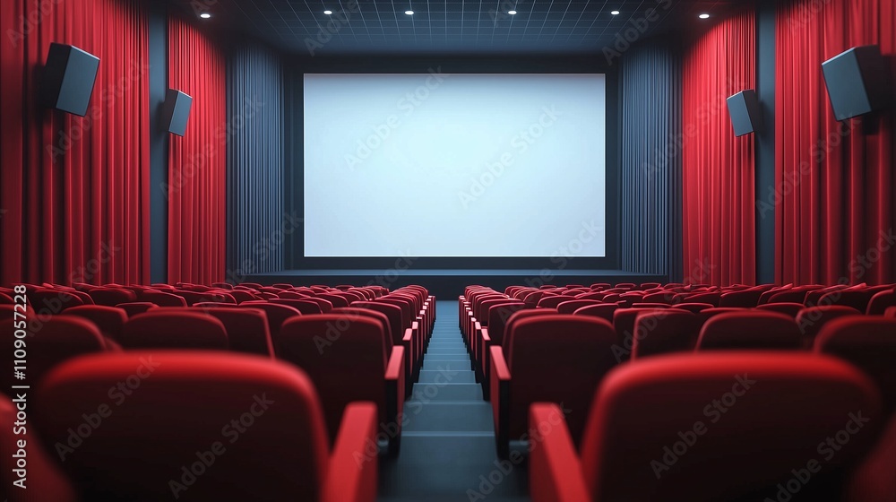 Naklejka premium Modern Cinematic Experience with Empty Seats