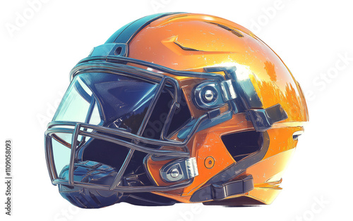 Bright Orange Football Helmet on Transparent Background photo