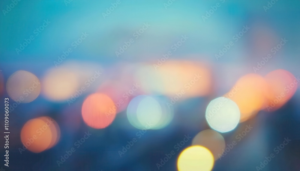 Fototapeta premium Vibrant Urban Dusk. Blurred Lights of a Modern Skyline Capturing the Transition Between Day and Night, Perfect for Abstract Wallpapers, City Themed Designs, and Dreamy Atmospheres