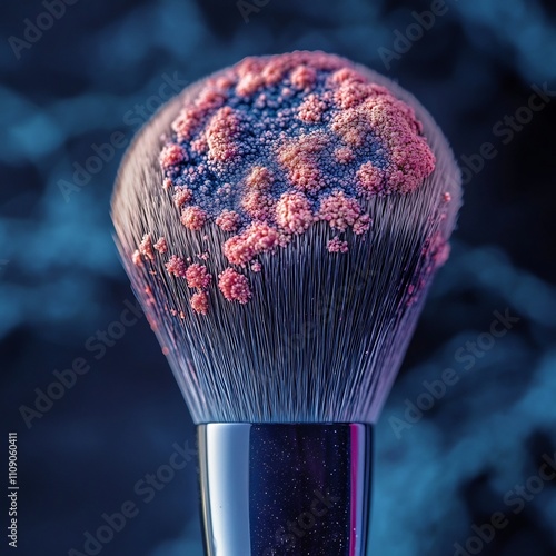 Vibrant Abstract Makeup Brush with Colorful Bristles on Dark Background