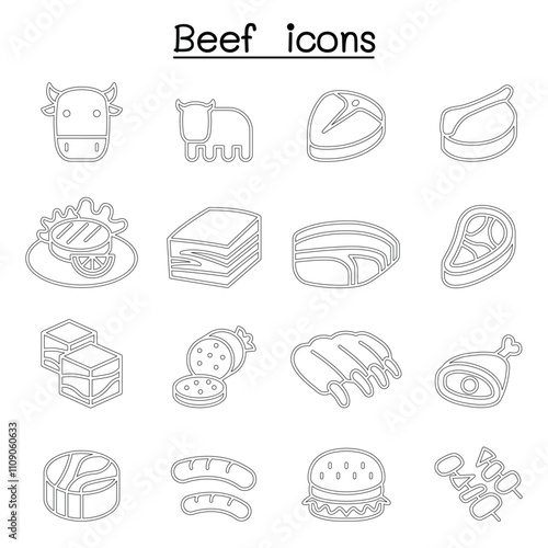Meat , Beef icon set