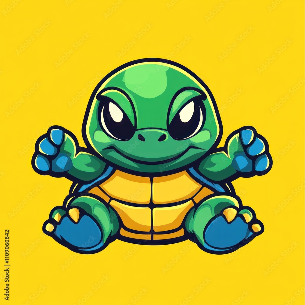 Obraz premium Cute cartoon turtle illustration.