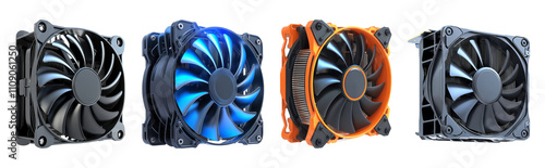 Computer Cooling Fans on Transparent Background photo