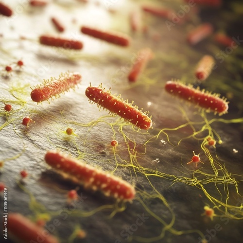 Vibrant Microscopic Moss Spores in Natural Environment