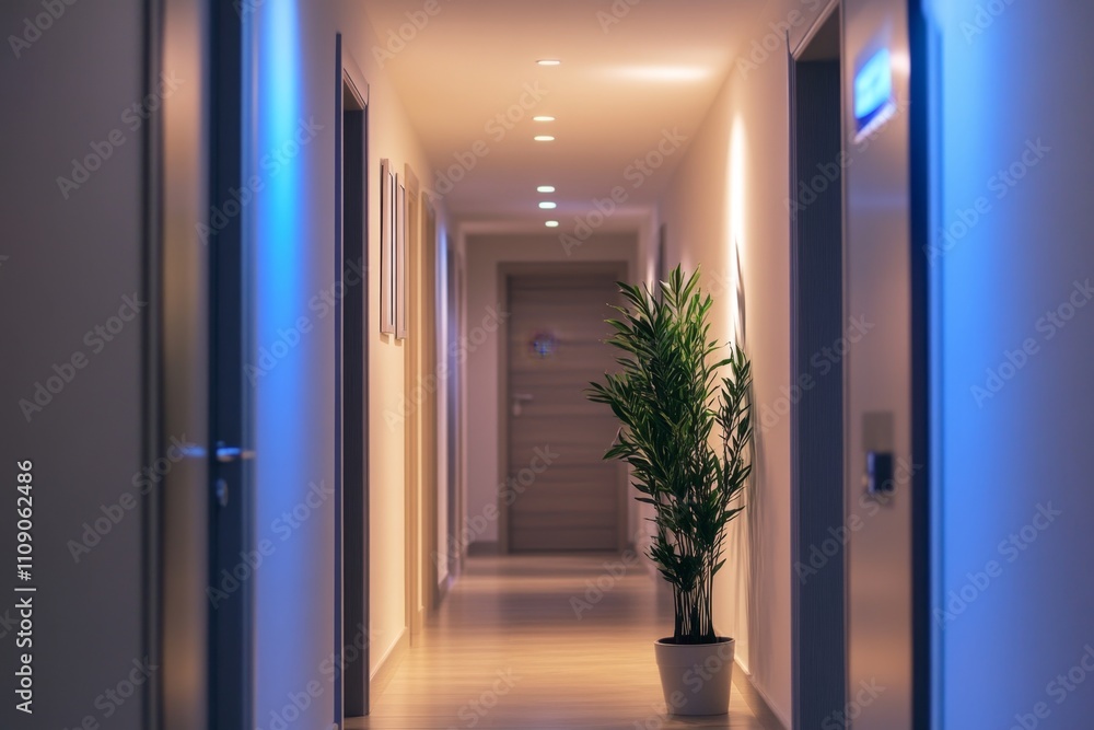 Fototapeta premium Modern Corridor with a Touch of Nature