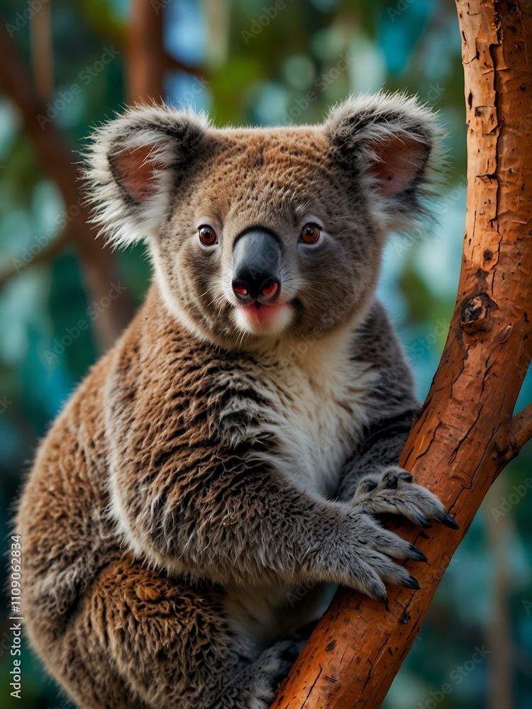 Fototapeta premium Vector image of a koala with vibrant colors, showcasing nature.