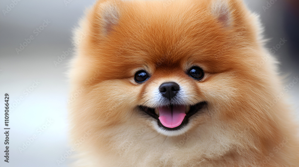 Close-up of a cheerful Pomeranian dog showcasing its fluffy coat and joyful expression. Perfect for pet lovers and animal care promotions. Close-up of a cheerful Pomeranian dog showcasing its fluffy coat and joyful expression. Perfect for pet lovers and animal care promotions.