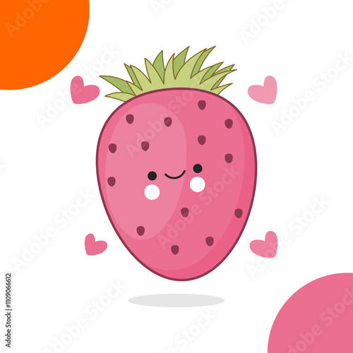 happy strowberry fruit drawing vector photo