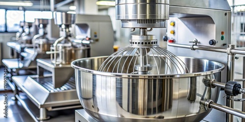 Industrial open mixer with screw in food industry close-up, mixing, machinery, equipment, factory