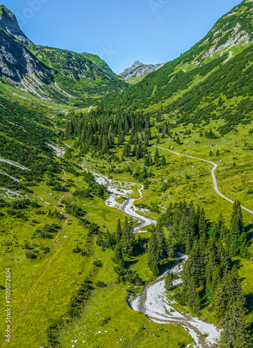 Sommer im Lechquellengebirge im Zugertal in Vorarlberg  photo