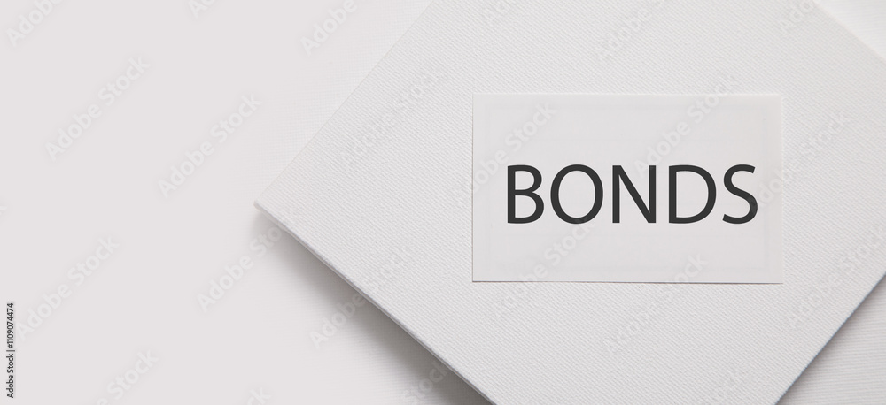 Fototapeta premium Bonds word on business card. Business concept