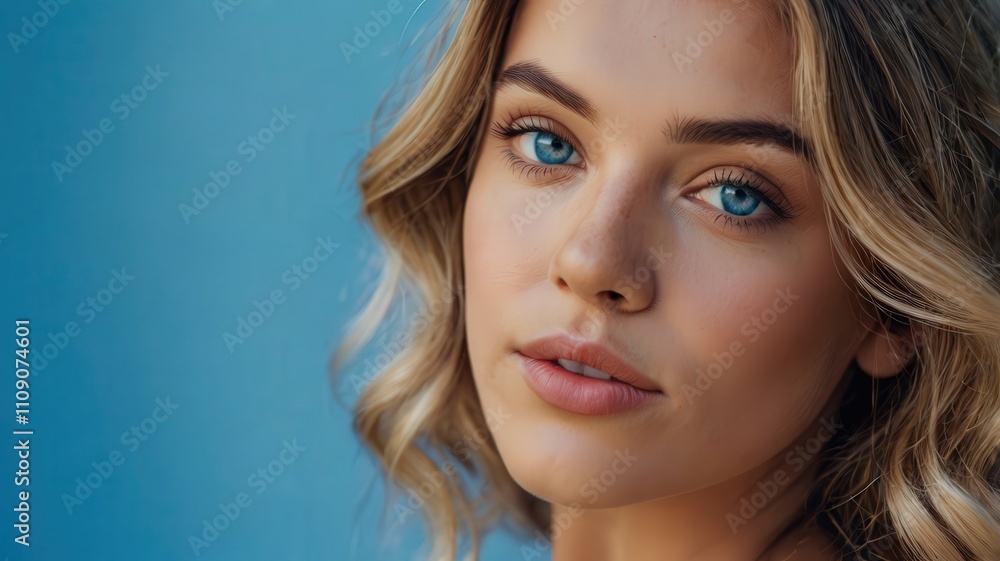 Naklejka premium woman, beauty, hair, fashion, face, model, eyes, person, makeup, skin, glamour, one, studio, lips, people, red, make-up, looking, closeup, head, lady, style, black, green, brunette