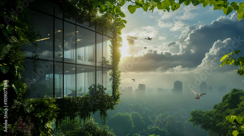 Eco-friendly concept for a sustainable future, promoting environmental health and green living photo