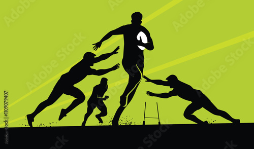 Premium Illustration of rugby players playing together best for your digital graphic and print	