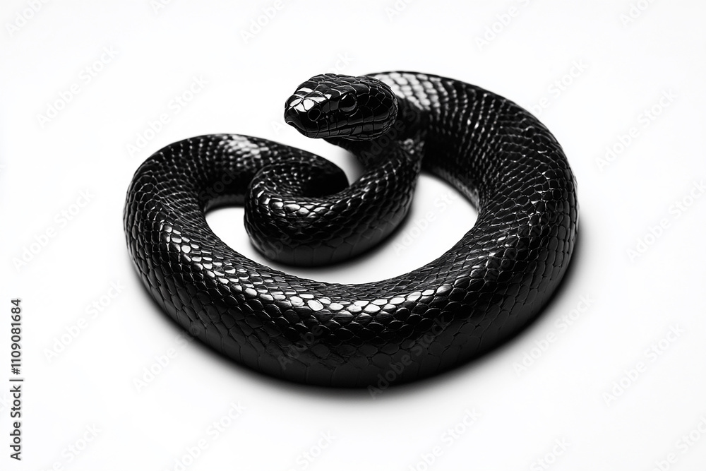 Obraz premium a black venomous snake with white background generated by AI