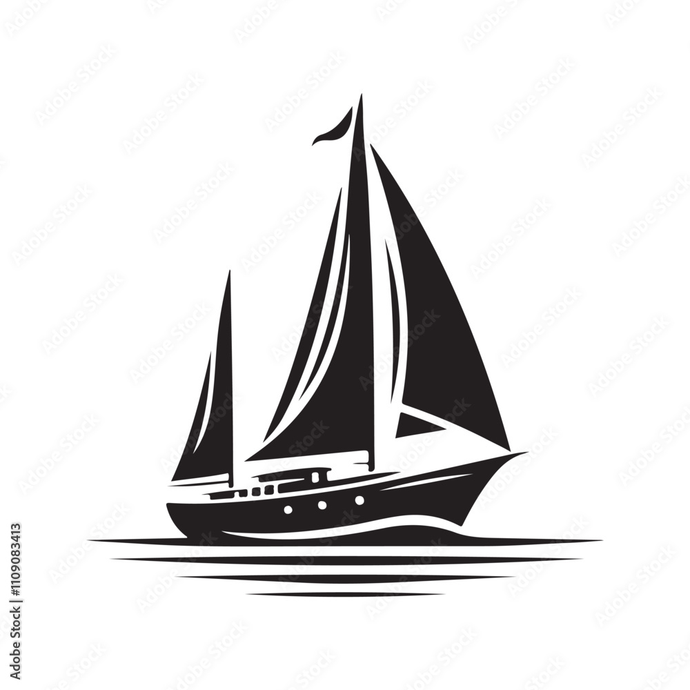 Professional Sailboat Silhouette Icon for Design Use Professional Sailboat Silhouette Icon for Design Use