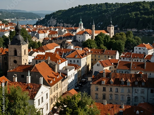 View of an old town, charming and historic.