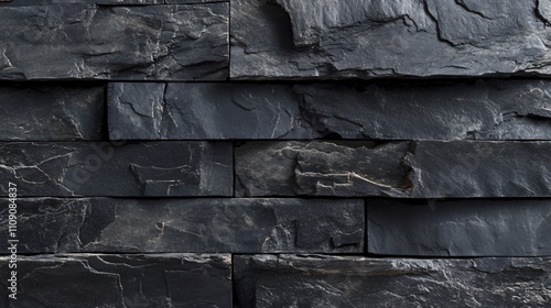 Sophisticated Dark Black Painted Brick Natural Stone Masonry Wall