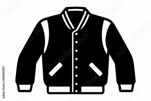 letterman jacket silhouette icon on background,letterman jacket icon vector.