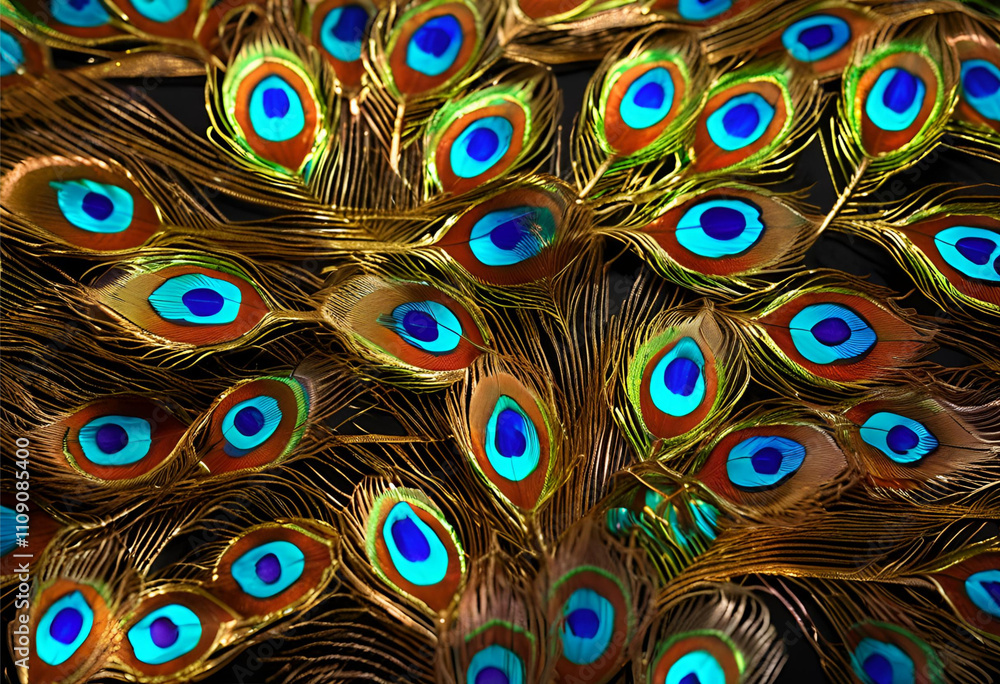 Obraz premium peacock feather design with glowing diyas 
