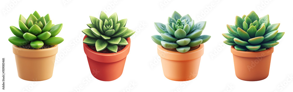 Succulent Plants in Pots on Transparent Background Succulent Plants in Pots on Transparent Background