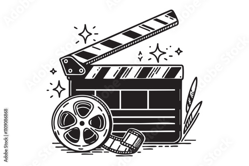 Clapperboard icon vector. Clap Board for starting a video clip scene. vector illustration
