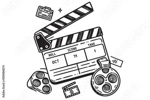 Clapperboard icon vector. Clap Board for starting a video clip scene. vector illustration