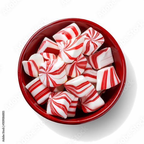 Red and White Peppermint Candy Candies in Red Bowl   Christmas Sweets  Holiday Treats  Fes