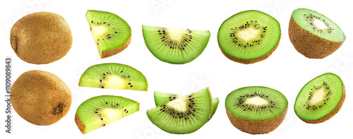 Photos levitation kiwi fruit isolated white, transparent background, png file