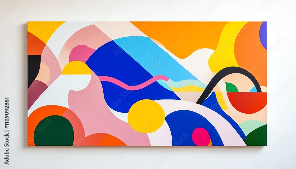 Obraz premium Vibrant abstract artwork featuring geometric shapes, bold colors, and energetic brushstrokes. Perfect for modern design projects.