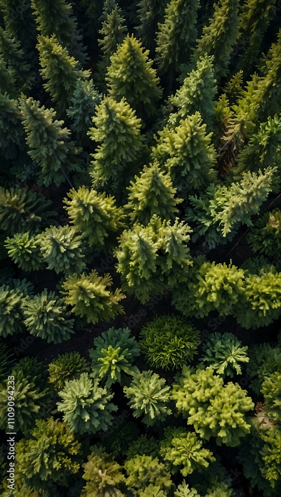 Fototapeta premium Vertical aerial view of a forest.