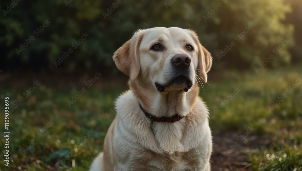 Vertical view of a cute Labrador retriever dog outdoors. Vertical view of a cute Labrador retriever dog outdoors.