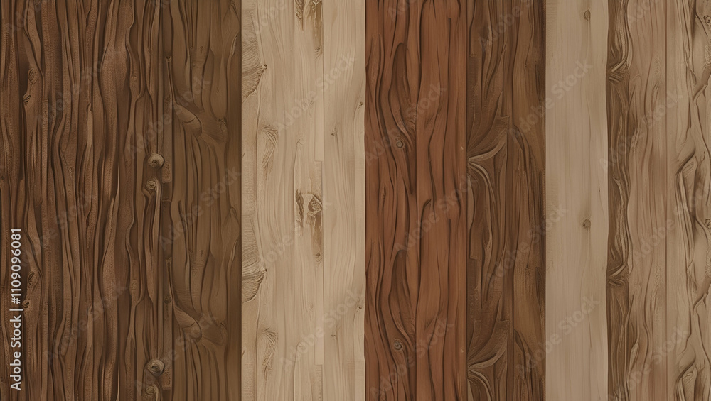 Fototapeta premium a close-up view of a brown wooden wall with prominent grain patterns and natural imperfections for a rustic and earthy background.