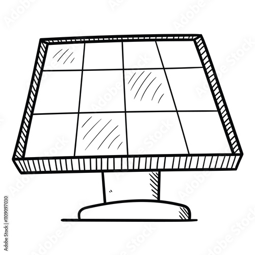 Hand drawn doodle solar panel on a white background.