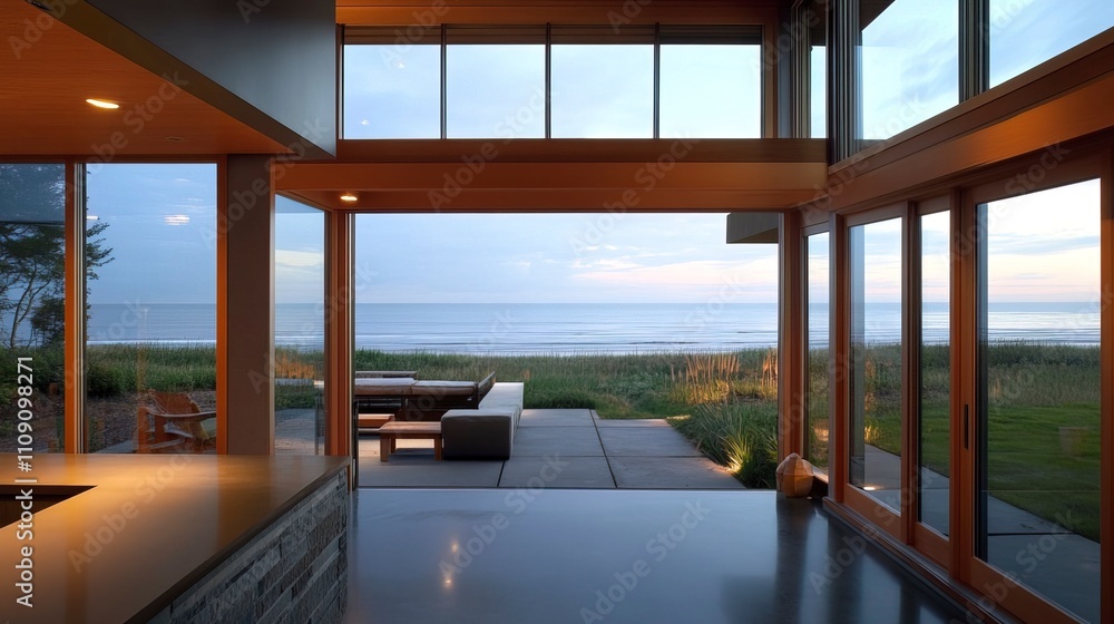 Fototapeta premium Modern Beach House with Ocean View 
