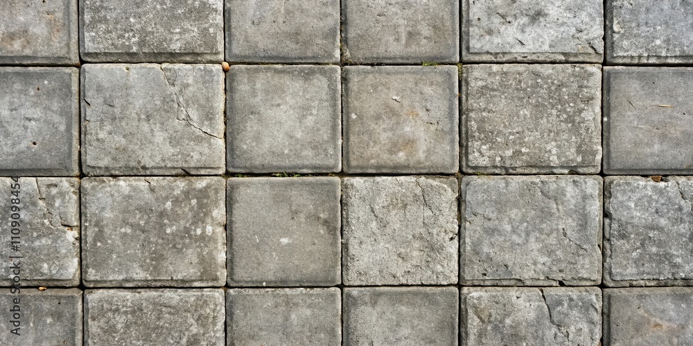 Obraz premium A weathered grey stone pavement, exhibiting natural imperfections and traces of time, showcasing the passage of time and the beauty of rustic textures.