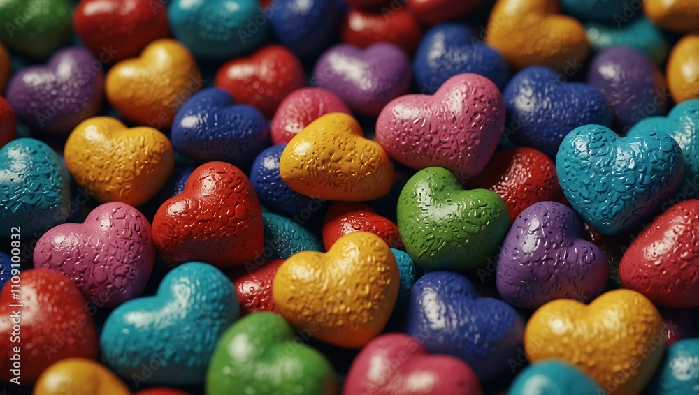 Vibrant hearts rendered in 3D textures. Vibrant hearts rendered in 3D textures.