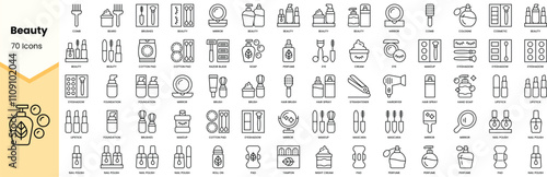 Set of beauty icons. Simple line art style icons pack. Vector illustration