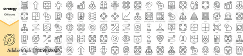 Set of strategy icons. Simple line art style icons pack. Vector illustration