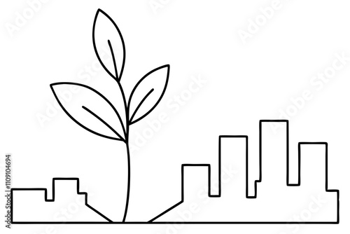 Urban Greenery Plant Growth in Cityscape, Sustainable Development