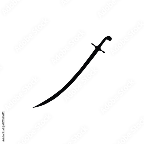 Islamic arabic sword silhouette vector illustration on white background. Silhouette of a arabic sword. photo